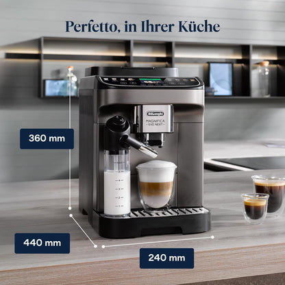 De'Longhi Magnifica Evo Next – 13 Drinks, Color Touch Display & LatteCrema