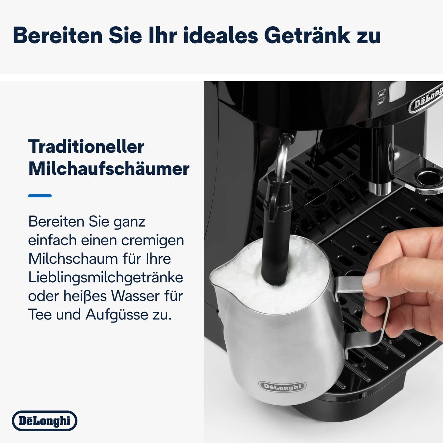 De'Longhi Magnifica Start – Manual Steam Wand, 13-Step Grinder & Soft Touch