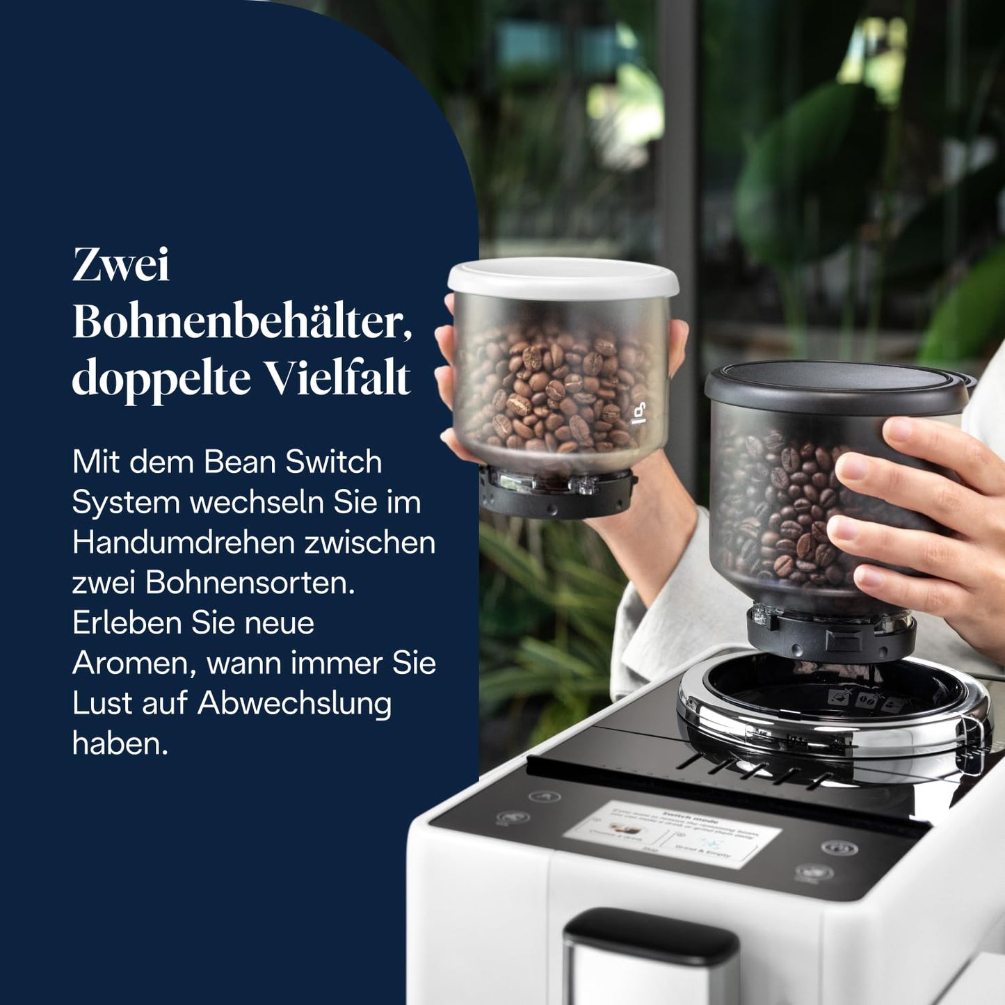 De'Longhi Rivelia – Interchangeable Bean Hopper, 16 Drinks & Touch Display
