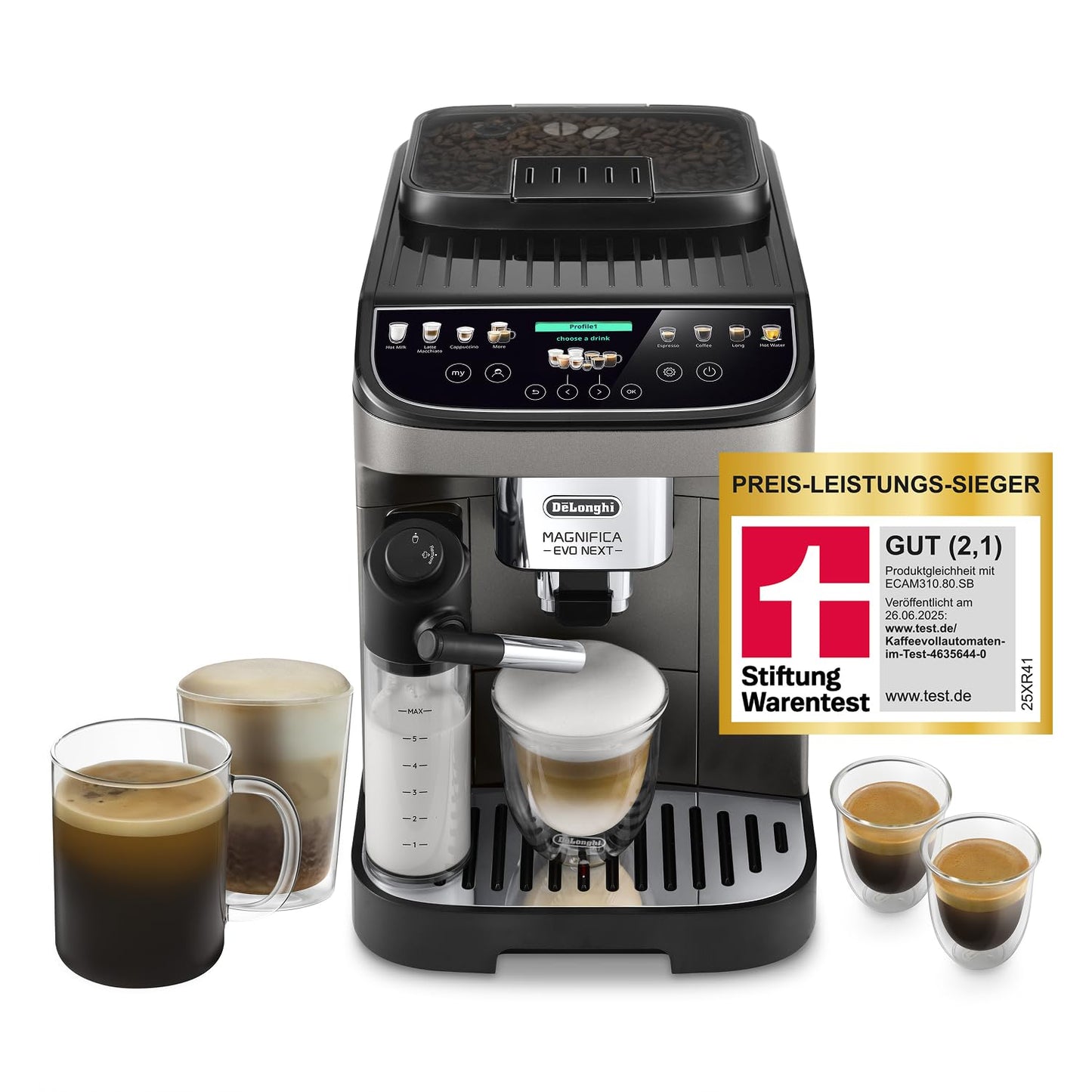 De'Longhi Magnifica Evo Next – 13 Drinks, Color Touch Display & LatteCrema
