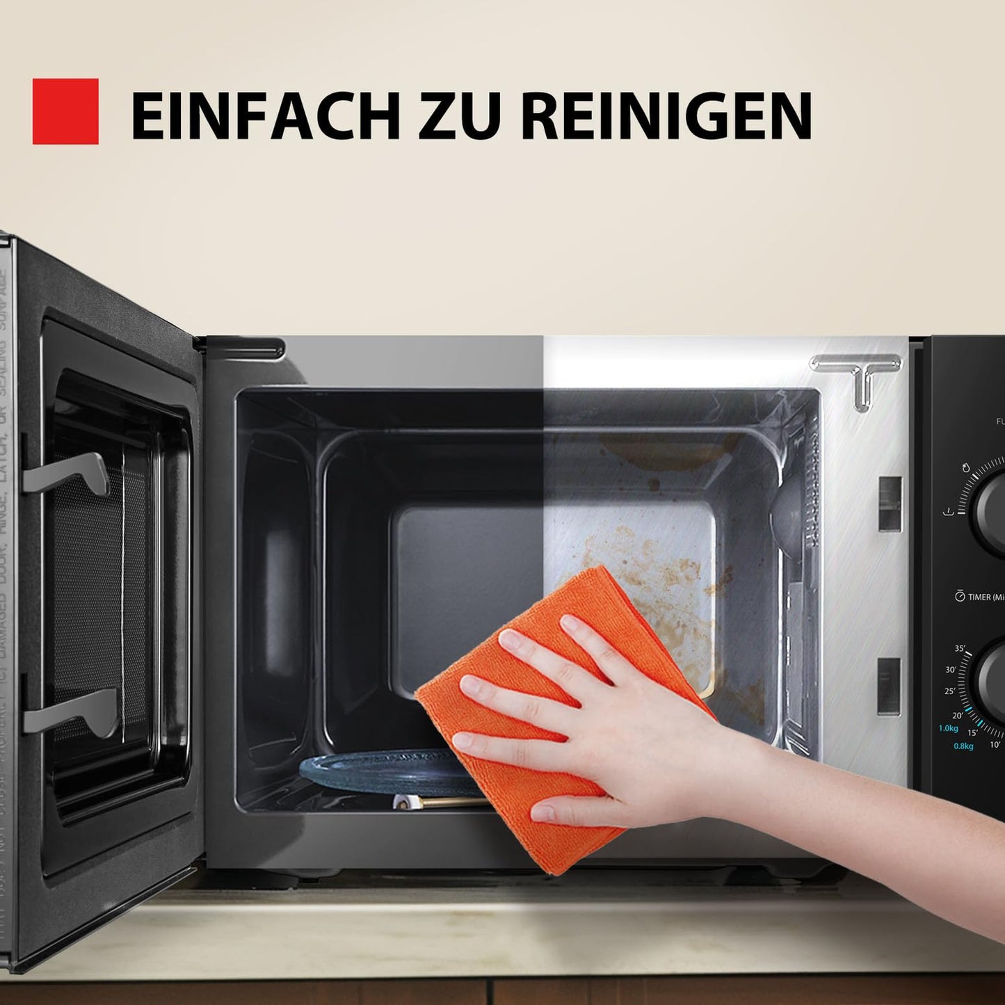 Toshiba MW2-MM20PF(BK) Microwave, Solo Microwave 20 l, 800 W, 5 Power Levels with Practical Defrost Function, LED Lighting in Interior, Black