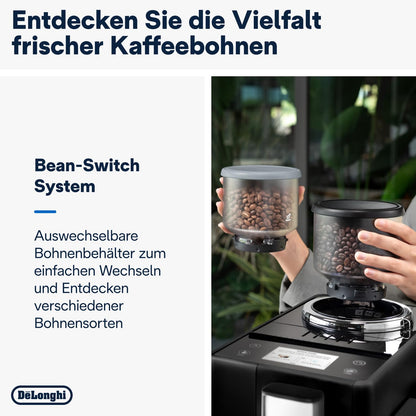 De'Longhi Rivelia – Interchangeable Bean Hopper, 16 Drinks & Touch Display