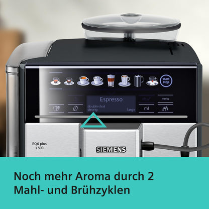 Siemens EQ.6 Plus s300 – Ceramic Grinder, Touch Display & One-Touch Milk