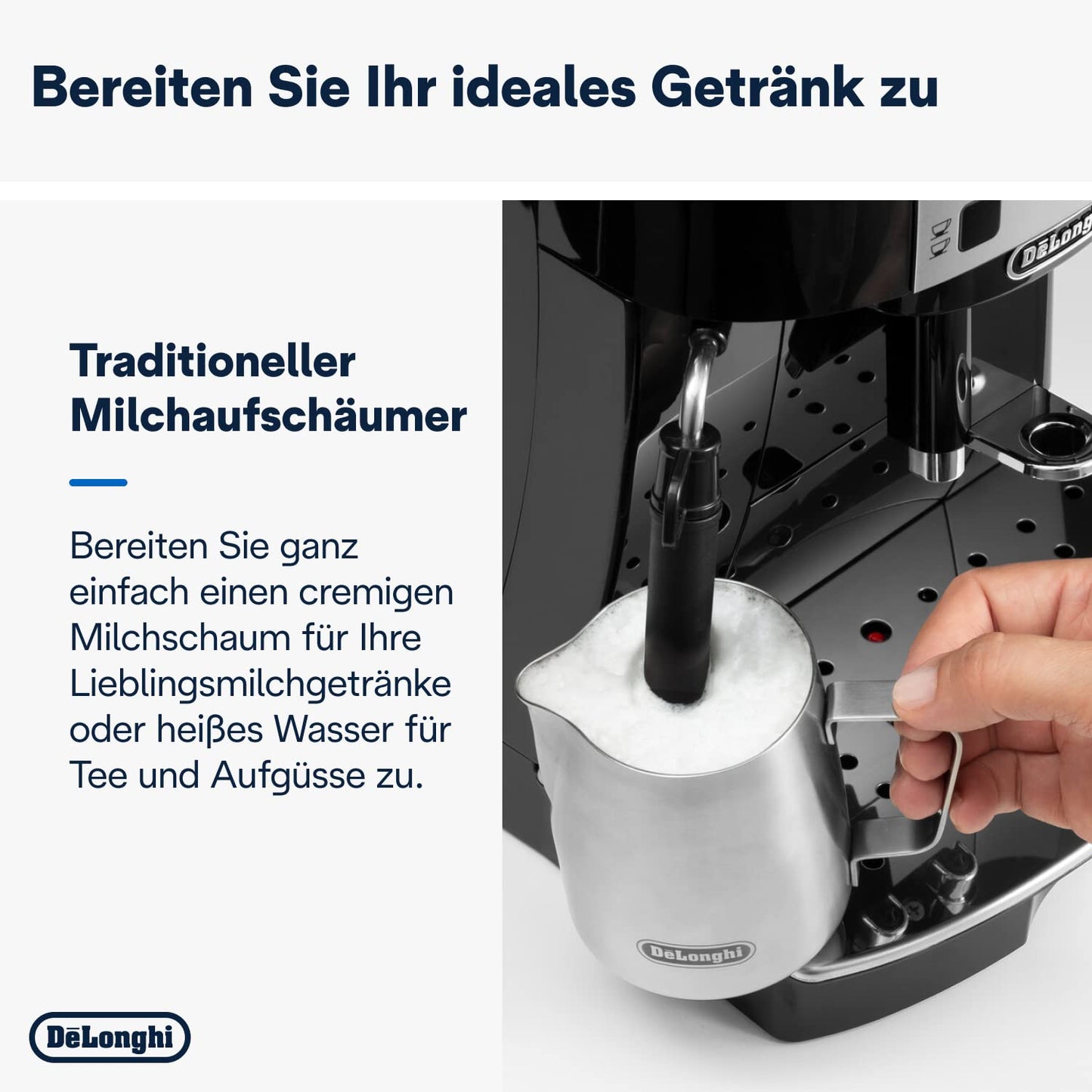 De'Longhi Magnifica Start – Manual Steam Wand, 13-Step Grinder & Soft Touch