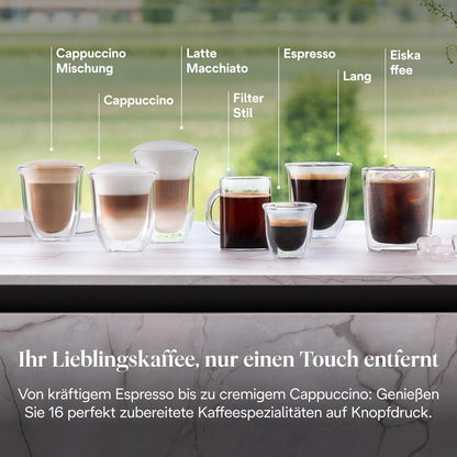 De'Longhi Rivelia – Interchangeable Bean Hopper, 16 Drinks & Touch Display