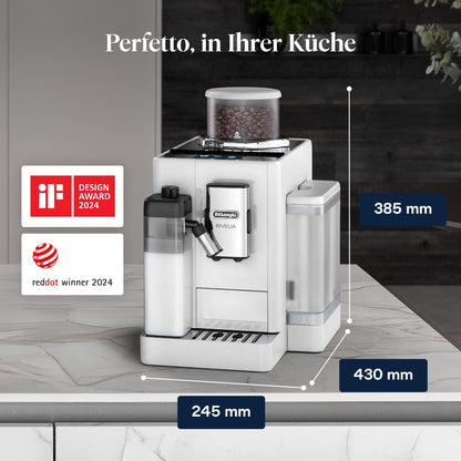De'Longhi Rivelia – Interchangeable Bean Hopper, 16 Drinks & Touch Display
