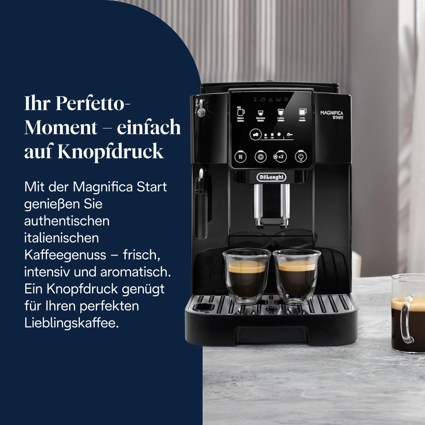 De'Longhi Magnifica Start – Manual Steam Wand, 13-Step Grinder & Soft Touch