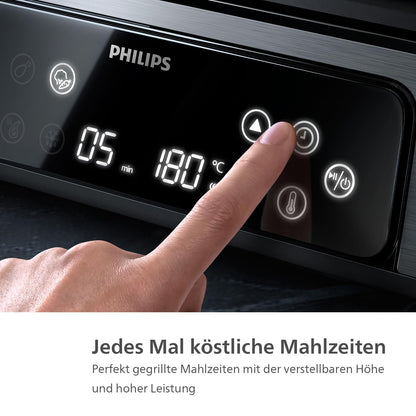 Philips Sandwichmaker 5000 Serie, 750 W, Panini, Waffeln, Sandwichplatten, Schwarz/Silber (HD2350/80)