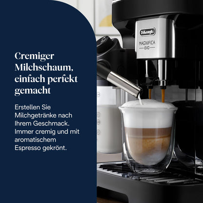 De'Longhi Magnifica Evo – One-Touch Cappuccino, Milk System & 4 Recipes
