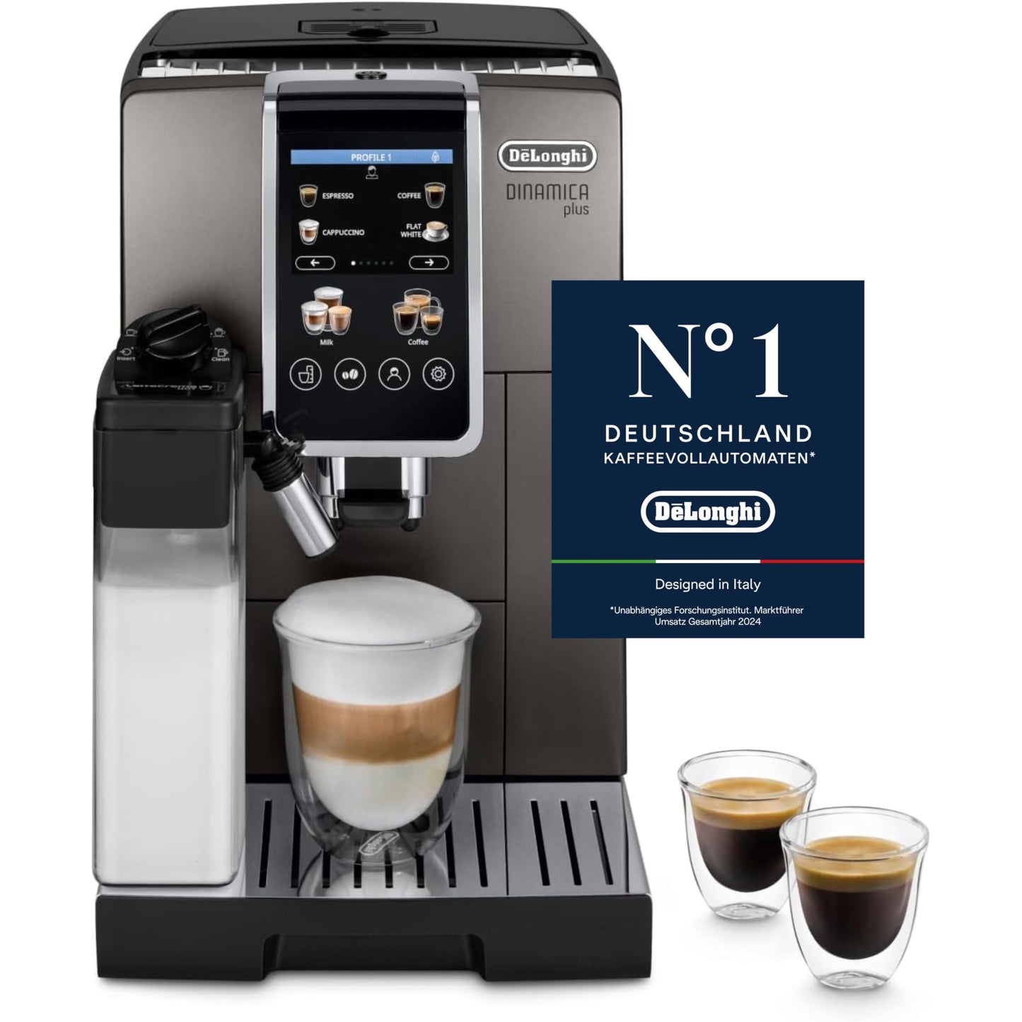 De'Longhi Dinamica Plus – 24 Recipes, LatteCrema System & 3.5" Touch Display