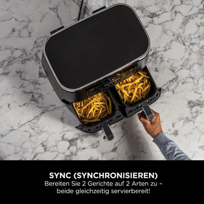 Ninja [AF300EU] 2 Large Frying Compartments, 6 Functions, 2470 W, 2 Independent Garzones, 7.6 Litres, 65% Save Energy Costs