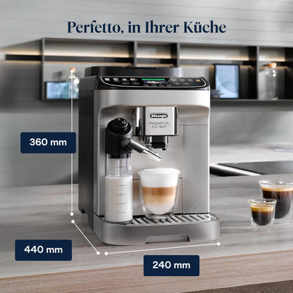De'Longhi Magnifica Evo Next – 13 Drinks, Color Touch Display & LatteCrema