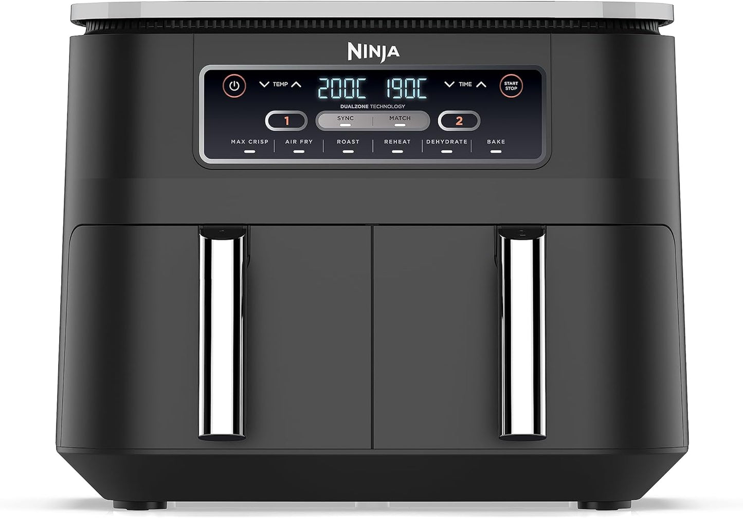 Ninja [AF300EU] 2 Large Frying Compartments, 6 Functions, 2470 W, 2 Independent Garzones, 7.6 Litres, 65% Save Energy Costs