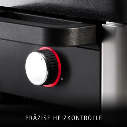 WMF Lono Raclette grill with pans and sliders, raclette 8 people, 1500 W, matt stainless steel