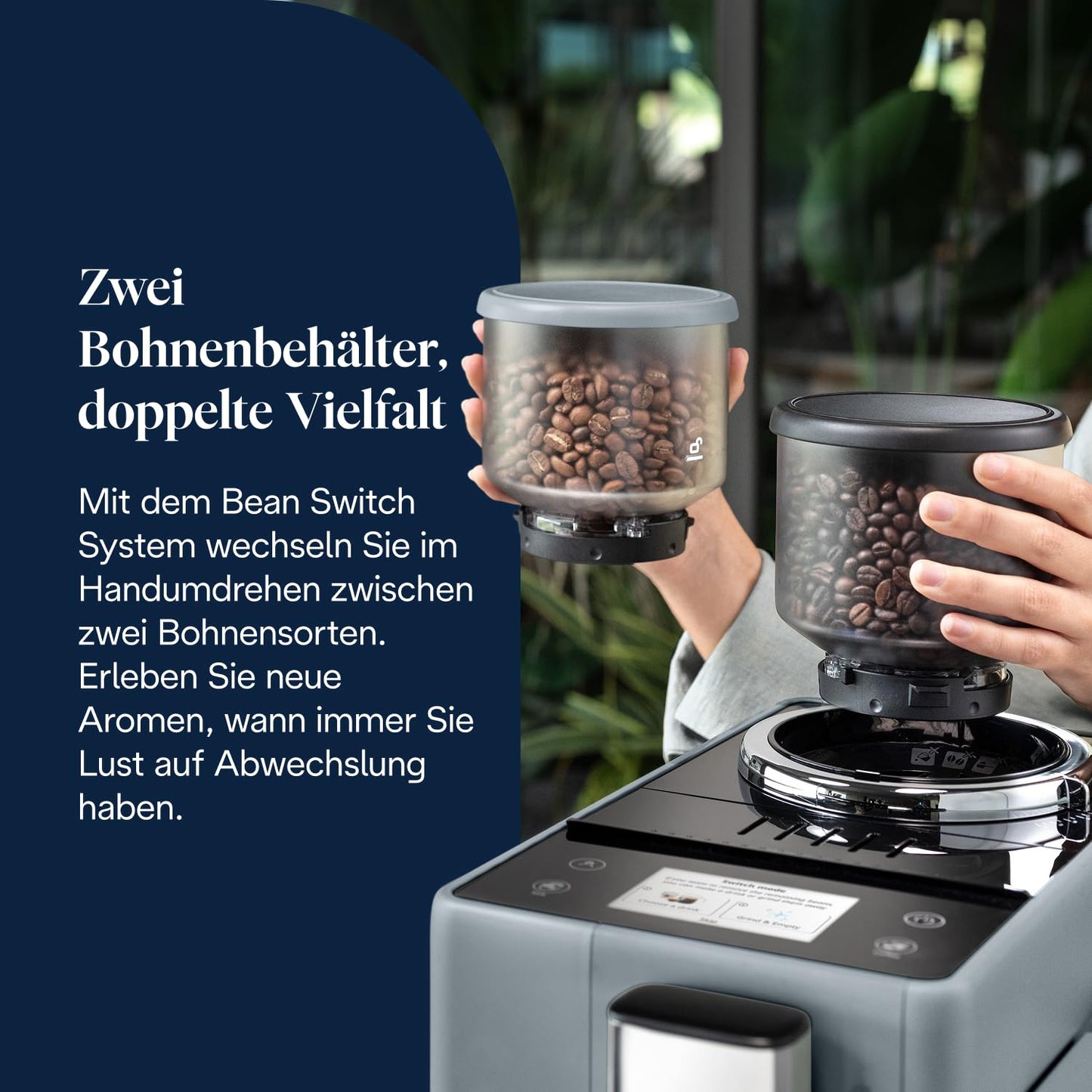 De'Longhi Rivelia – Interchangeable Bean Hopper, 16 Drinks & Touch Display