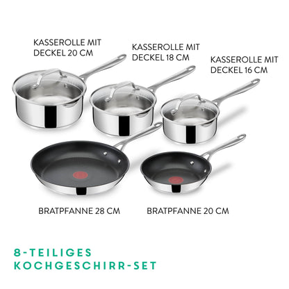 Tefal Jamie Oliver Cook's Direct On E3040644 Frying Pan 28 cm, Non-Stick, Suitable for Induction Cookers, Oven Safe, Stainless Steel Riveted Handle