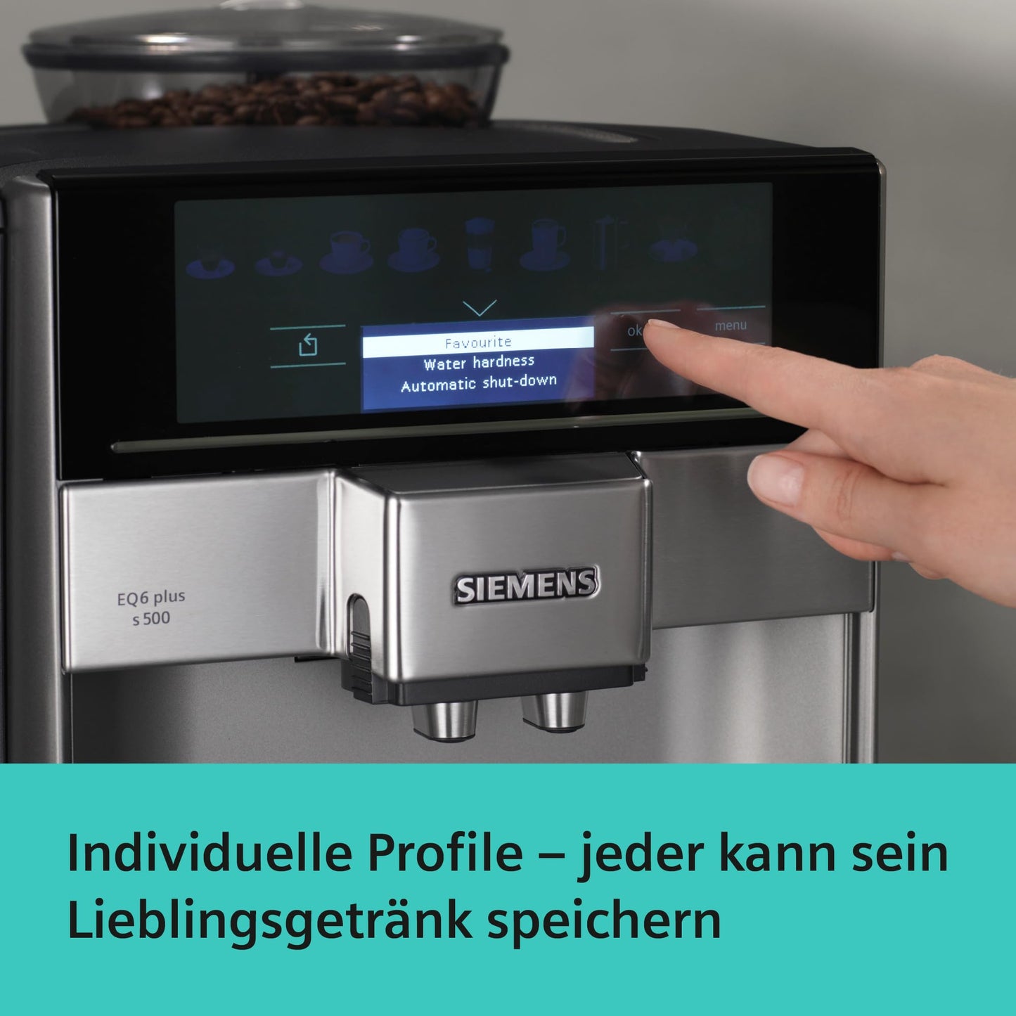 Siemens EQ.6 Plus s300 – Ceramic Grinder, Touch Display & One-Touch Milk