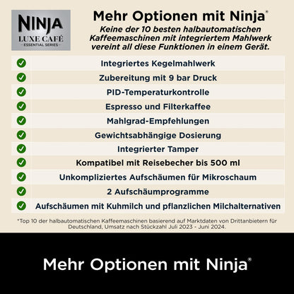 Ninja Luxe Premier ES601EU – Portafilter System with Grinder, Cold Brew & Frother