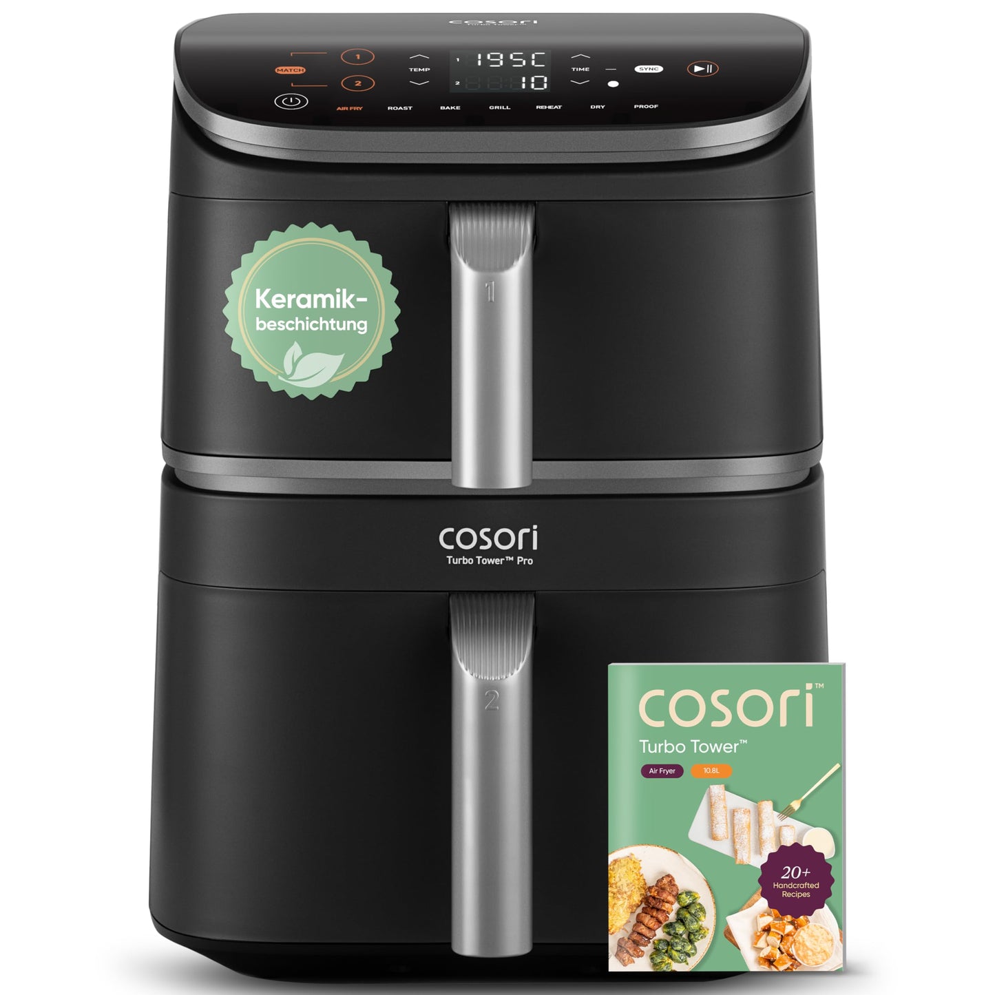 COSORI TwinFry 10L XXL – Dual Zone Air Fryer with 4 Heating Elements
