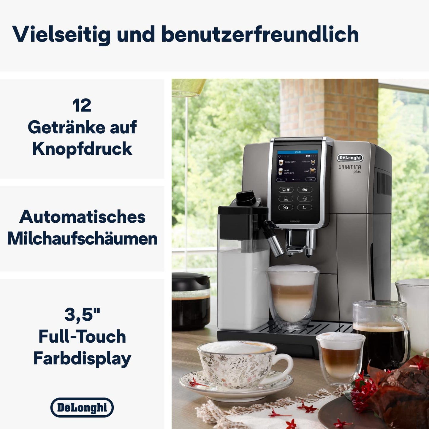 De'Longhi Dinamica Plus – 24 Recipes, LatteCrema System & 3.5" Touch Display