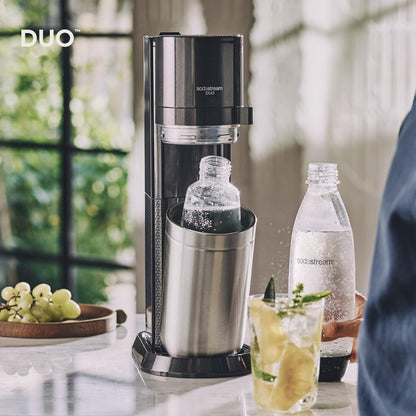 SodaStream Duo Titanium Starter Kit – Includes 2 Glass & 2 Plastic Bottles + Cylinder