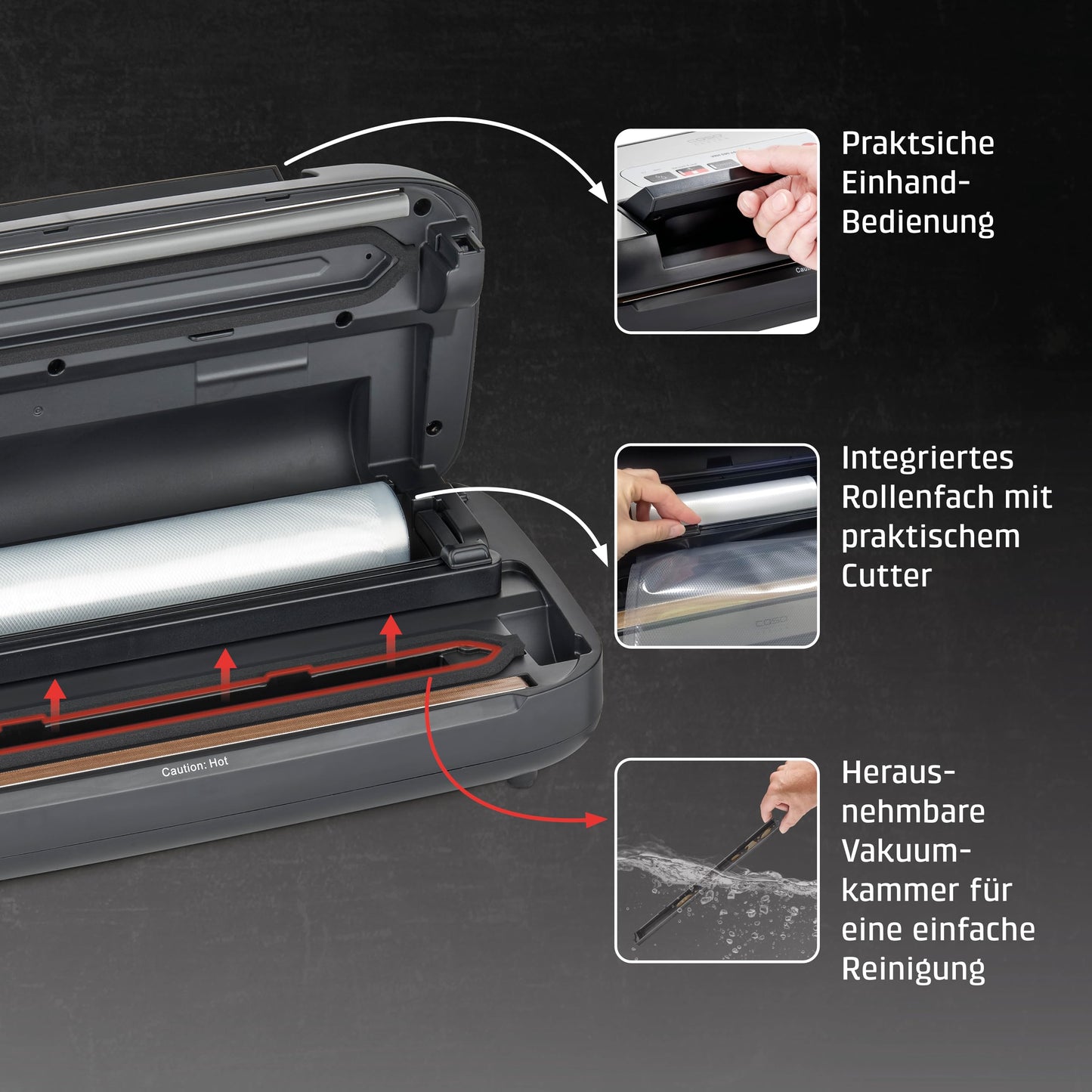 CASO Advanced Vacuum Sealer - Film Sealing Device - Extend the Shelf Life of Your Food - Ideal For Portioning and Storing Food