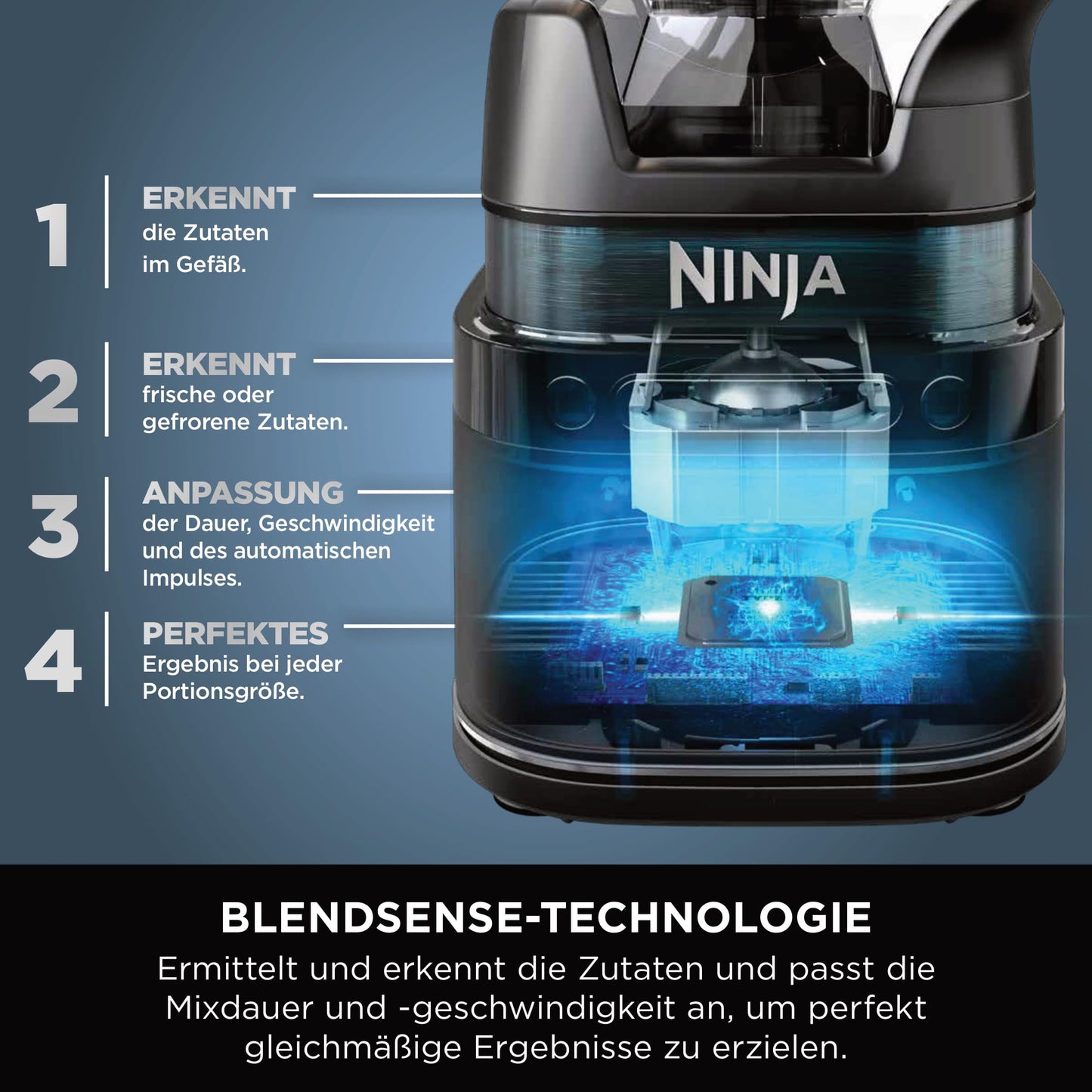 Ninja 3-in-1 Detect Processor & Blender – 1200W, Cups, Jug & Dough Tool