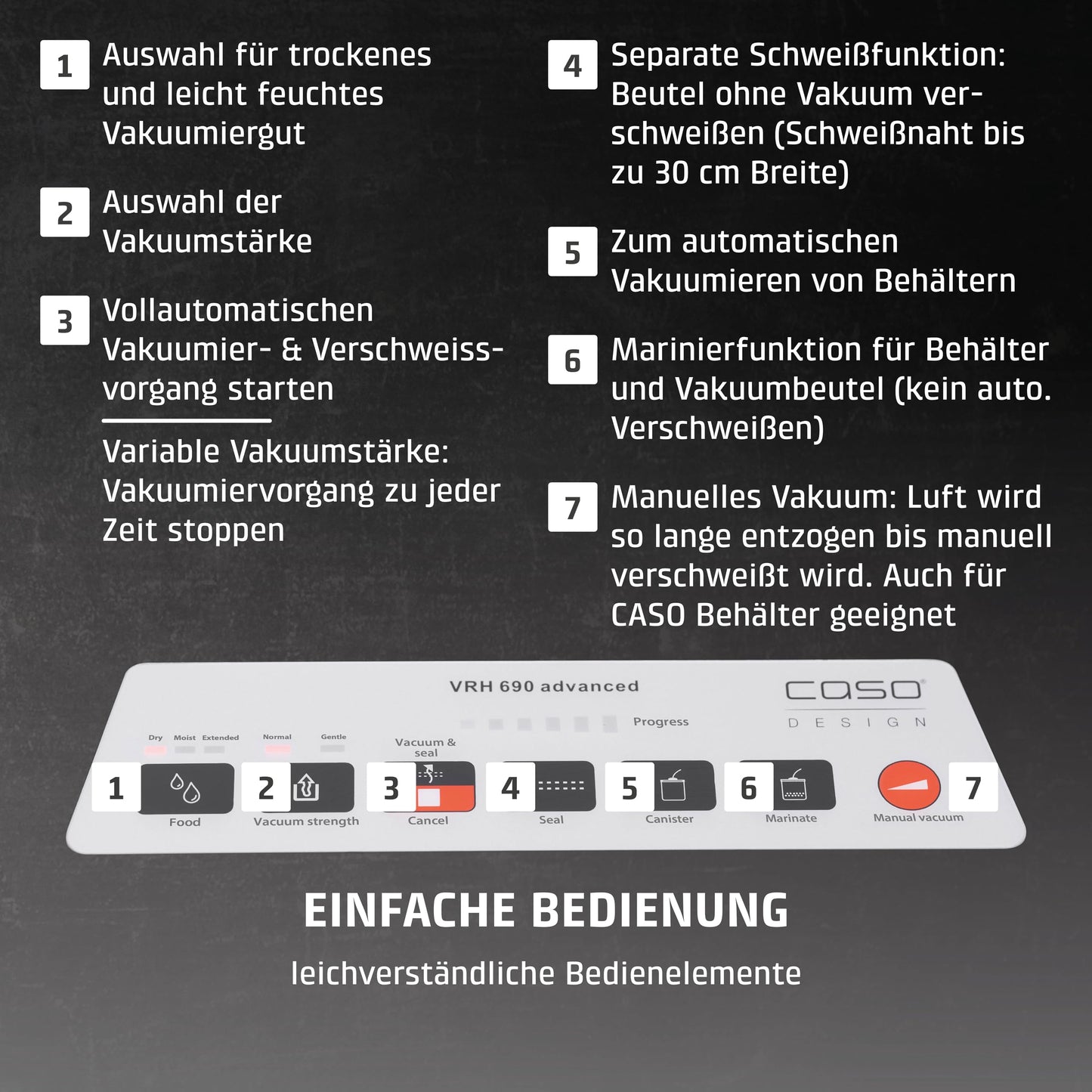 CASO Advanced Vacuum Sealer - Film Sealing Device - Extend the Shelf Life of Your Food - Ideal For Portioning and Storing Food