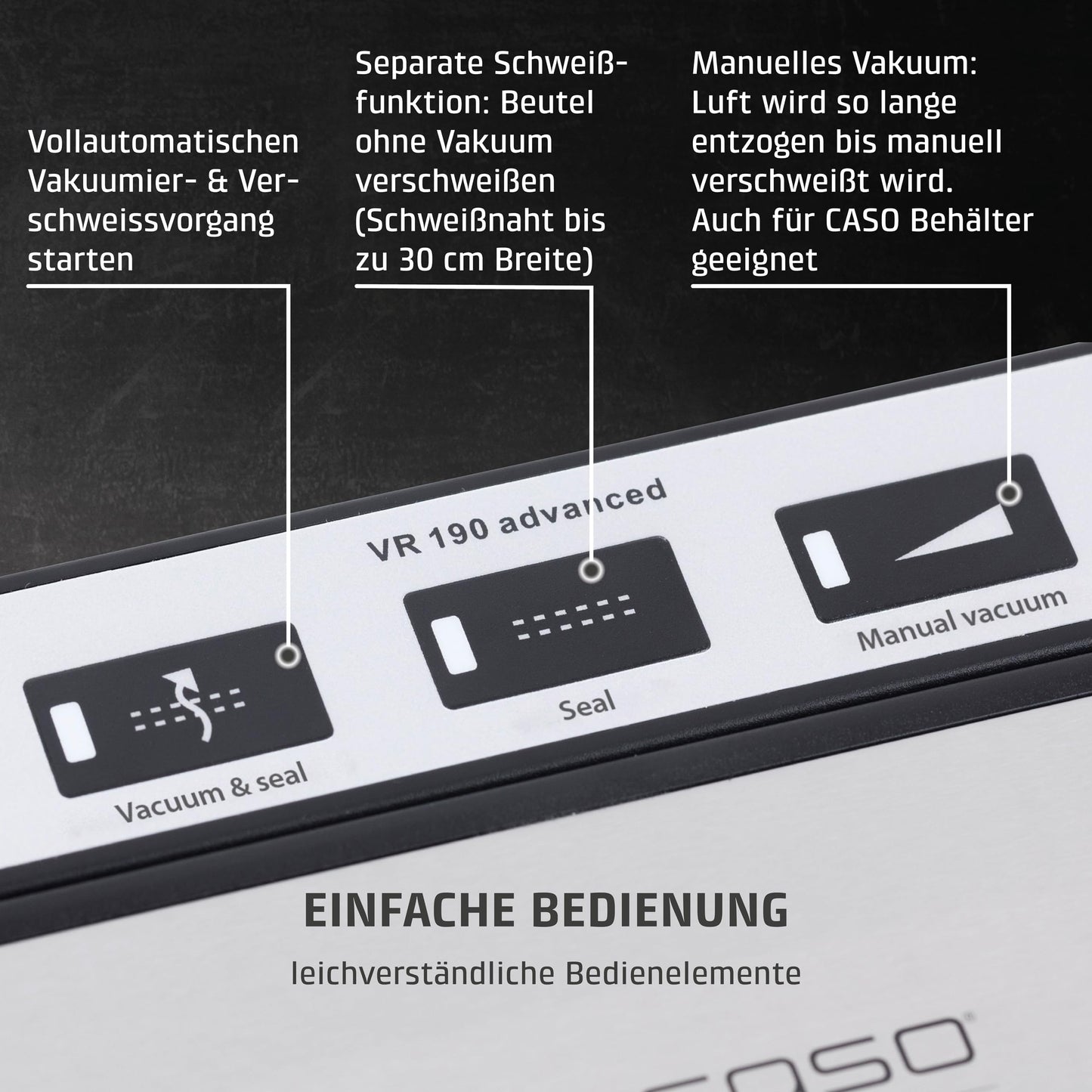CASO Advanced Vacuum Sealer - Film Sealing Device - Extend the Shelf Life of Your Food - Ideal For Portioning and Storing Food