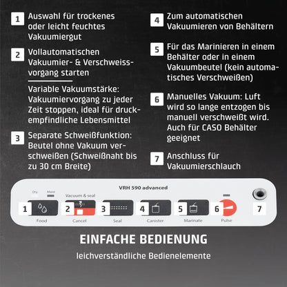 CASO Advanced Vacuum Sealer - Film Sealing Device - Extend the Shelf Life of Your Food - Ideal For Portioning and Storing Food