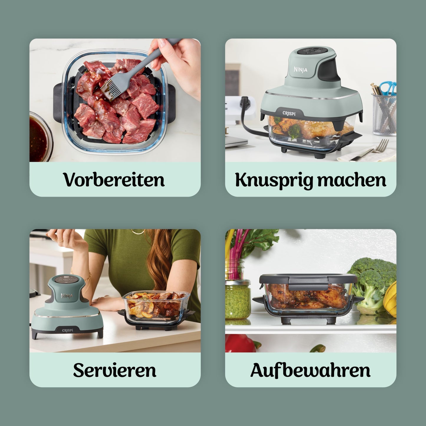 Ninja CRISPi 4-in-1 System – Portable Air Fryer, Recrisp & Storage Lids