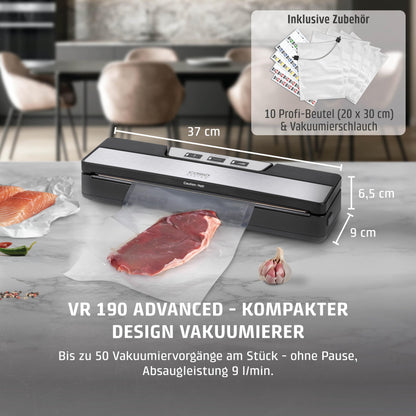 CASO Advanced Vacuum Sealer - Film Sealing Device - Extend the Shelf Life of Your Food - Ideal For Portioning and Storing Food