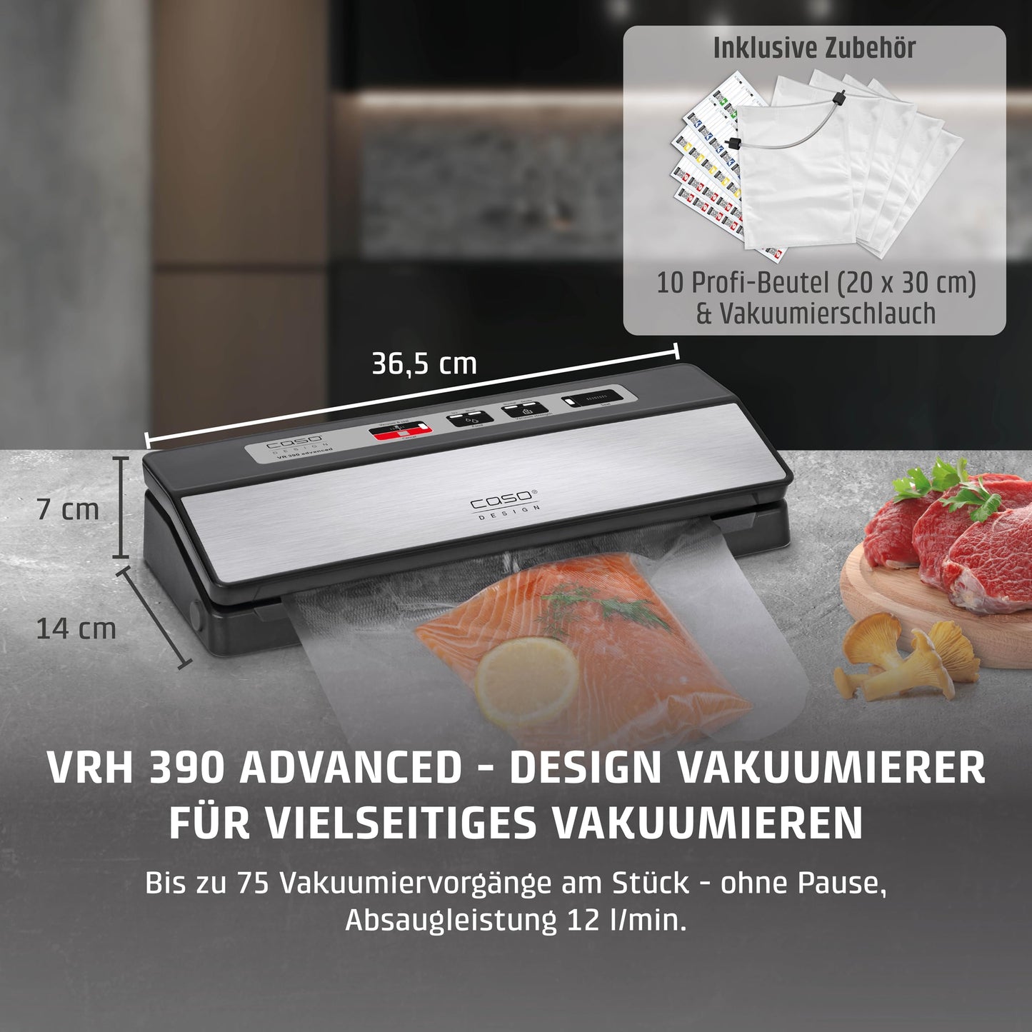 CASO Advanced Vacuum Sealer - Film Sealing Device - Extend the Shelf Life of Your Food - Ideal For Portioning and Storing Food