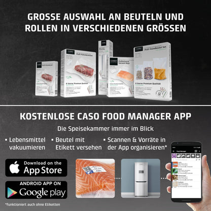 CASO Advanced Vacuum Sealer - Film Sealing Device - Extend the Shelf Life of Your Food - Ideal For Portioning and Storing Food