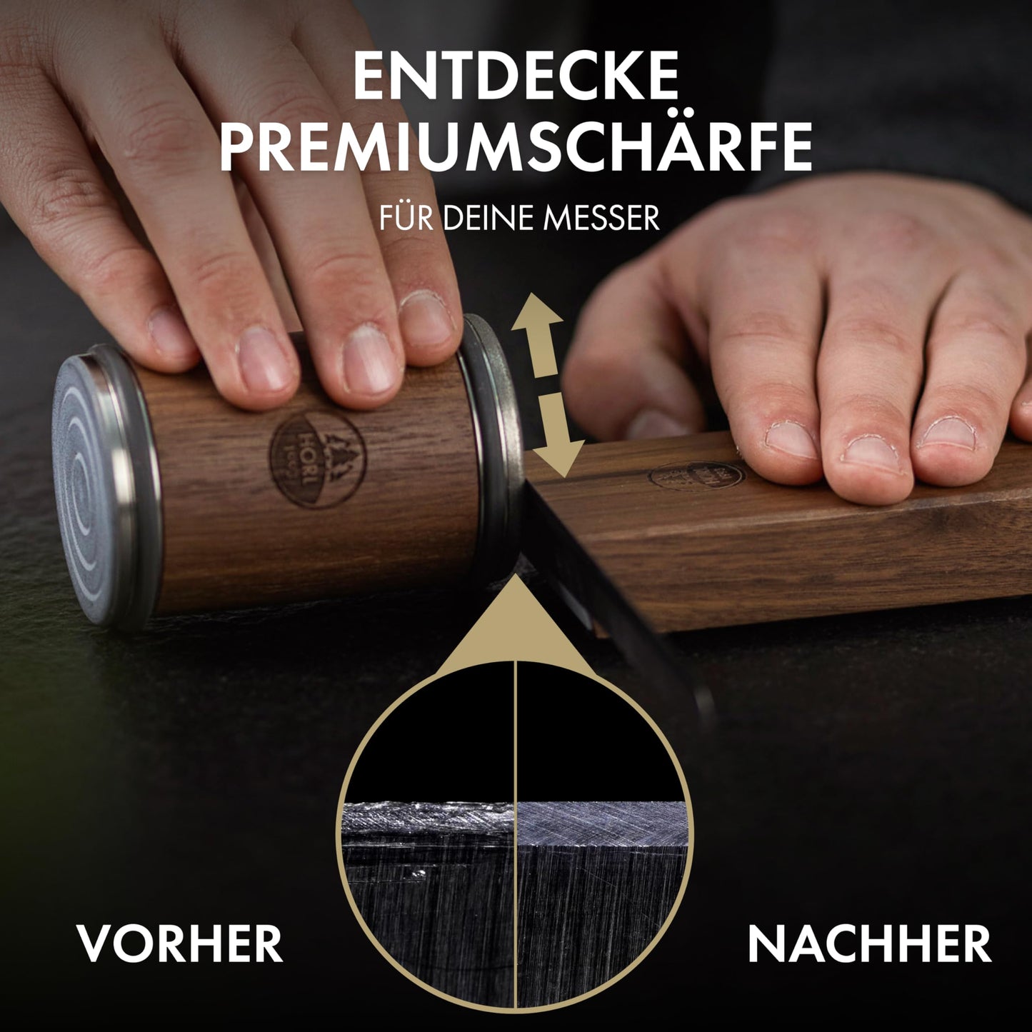 HORL 2 Walnut – Rolling Sharpener Set with 15° & 20° Magnetic Support