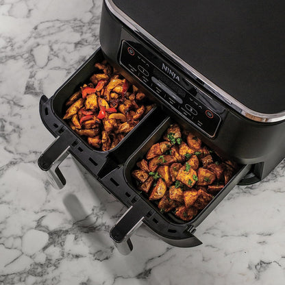 Ninja [AF300EU] 2 Large Frying Compartments, 6 Functions, 2470 W, 2 Independent Garzones, 7.6 Litres, 65% Save Energy Costs
